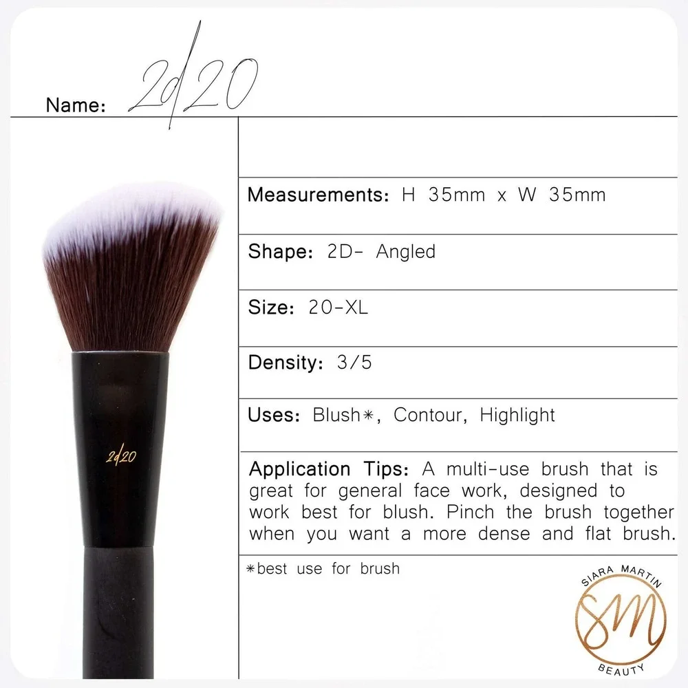 Siara Martin Beauty 2d/20 Angled Blush Brush Synthetic Face Contour Highlight
